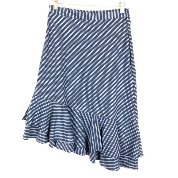 Womens Size 6 Nordstrom Revolve Joie Yenene Asymmetric Striped Ruffle Hem Skirt - Picture 4 of 6